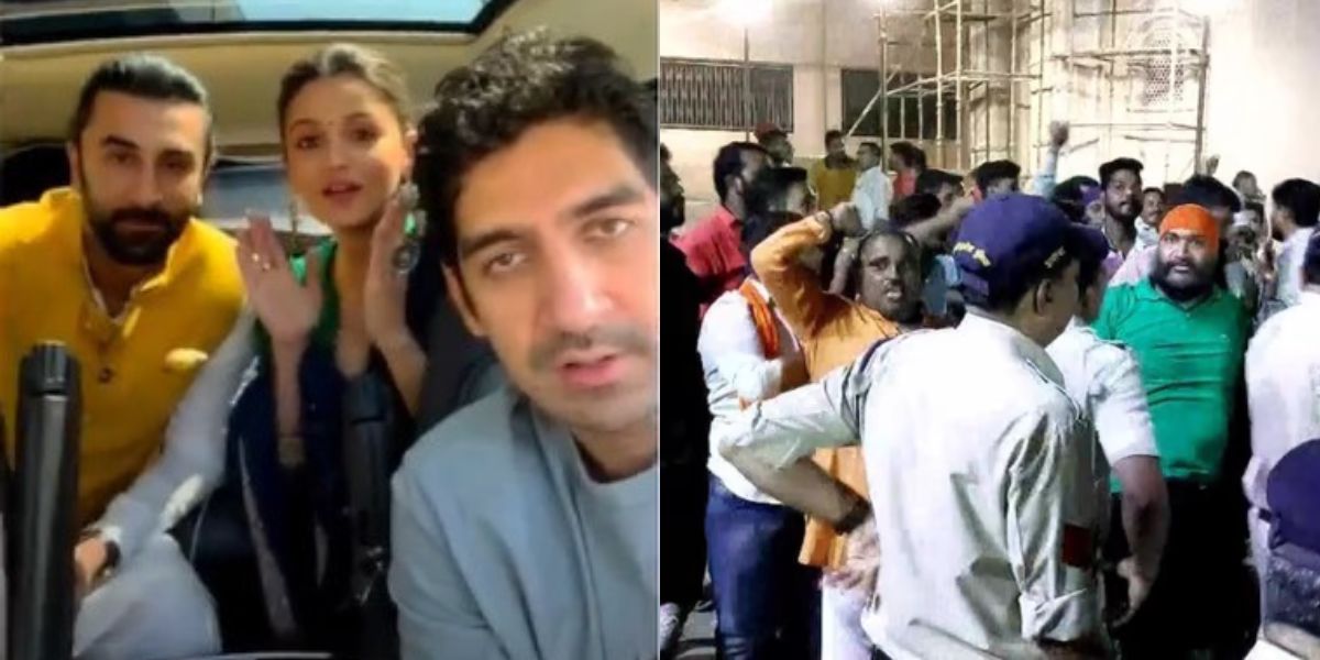 Bajrang Dal workers cause a ruckus at the Mahakal temple ahead of team Brahmastra’s visit